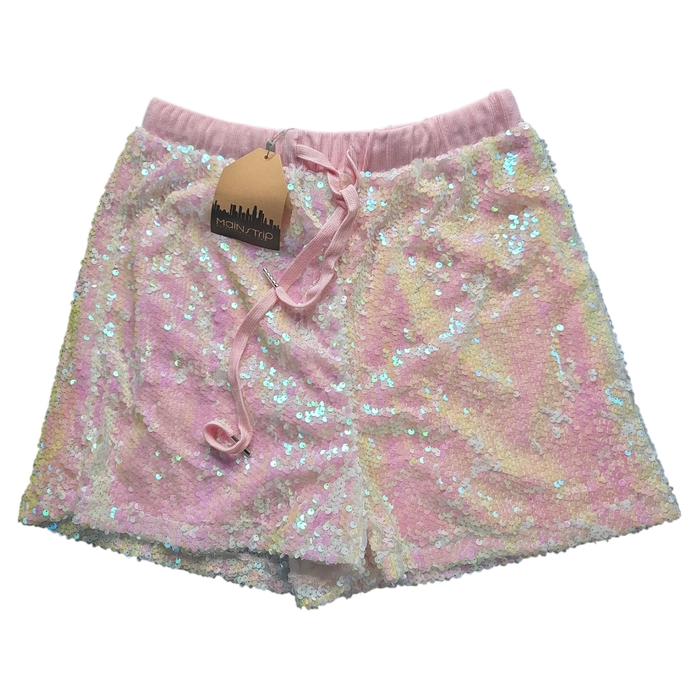 NWT Main strip Pink Sequin High Waist Shorts